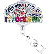 Funny Skull Nurse Badge Reel - Cosmisun Skeleton Nursing Badge Reels Retractable Glitter Badge Ho...