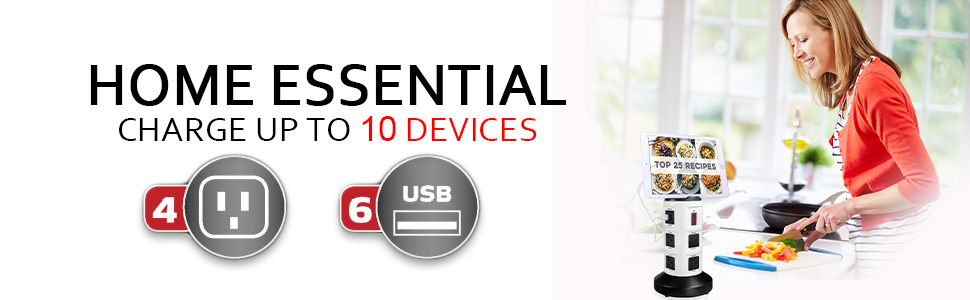 charging station for smartphones laptops ipads ipods with holder and surge protection