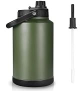 Sursip 1 Gallon Insulated Water Jug wtih Straw, Stainless Steel Large Sports one Gallon Water Bot...