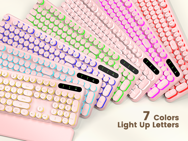 Illuminate your night! The keyboard features 7 switchable backlight colors, and the RGB mouse