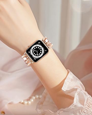 rose gold apple watch band beaded