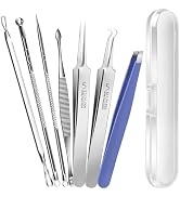 Teenitor Blackhead Remover Tools, Pimple Popper Tool Kit, Ingrown Hair Tweezers, Blackhead Extrac...