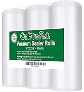 O2frepak 3 Pack 8"x20' Rolls Vacuum Sealer Bags Rolls with BPA Free,Heavy Duty Vacuum Sealer Stor...