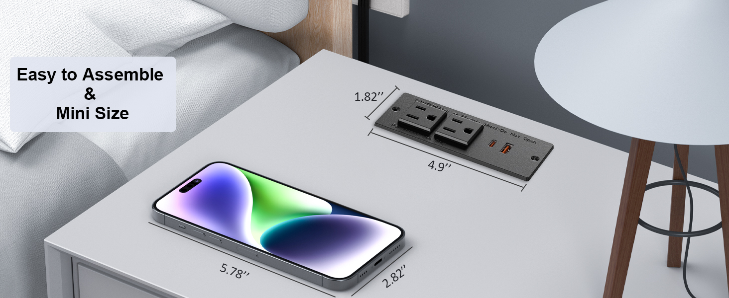 mini size recessed power strip