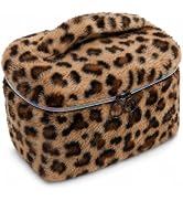 imerelez Plush Travel Makeup Bag Toiletry bag for Women Soft Fluffy Cosmetic Bag Portable Foldabl...