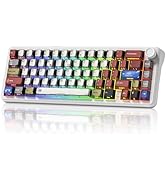 womier L65 60% Mechanical Keyboard Wireless with Knob, White Gaming Keyboard 4000mAh Battery, Tri...
