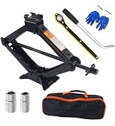 Car Scissor Jack Kit with Lug Wrench & Ratchet Wrench,2T Car Jack Kit for Cars Lifting & Tire Cha...