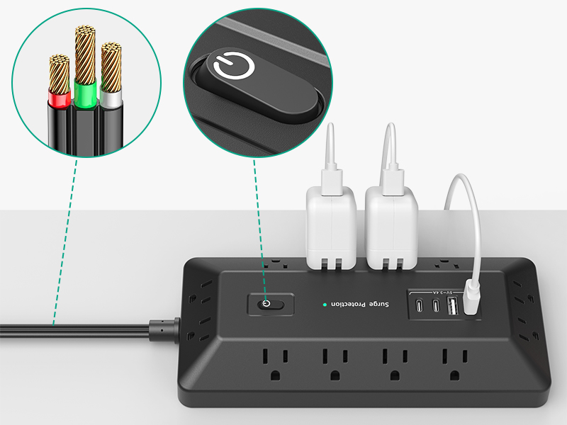 Desk Surge Protector Power Strip