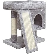 SYANDLVY Small Cat Tree for Indoor Cats, Modern Cat Activity Tower with Plush Perch, Kittens Cond...
