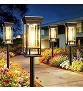 12 Pack Solar Pathway Lights Outdoor, Taller Bright Solar Path Lights Waterproof, Auto On/Off Sol...