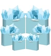 qiqee 10PCS Lake Blue Gift Bags with Ribbon Handles Mulit Assorted Sizes Gift Wide Bags (2pcs Lar...