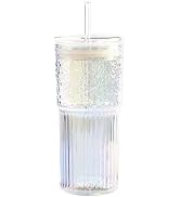 MINGHYZYA 20 OZ Iced Coffee Cup With Glass Lids and Straws,High Borosilicate Glass Tumbler Cup Re...
