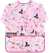 BAHABY Kids Art Smocks Painting Smock with Long Sleeve and 3 Pockets for Age 3-8