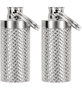 FUKANG Keychain Pill Holder (2 Pack), Metal Small Pill Case, Waterproof Portable Travel Pill Box,...
