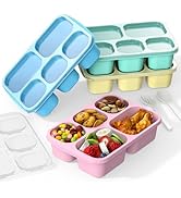 Bento Box Adult Lunch Box - 4 Pack, 5 - Compartment Meal Prep Container for Kids, Reusable Food S...