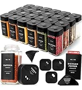 EDELHAUS Square Spice Jars with Bamboo Wooden Lid (Pack of 24) Spice Jars with Shaker Insert and...