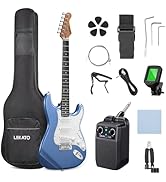 LEKATO Beginner Electric Guitar Kit 39 Inch Full Size Solid Body Guitar SSS for Starter Roasted M...