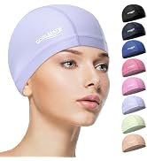 COOLMATE Fabric Swim Cap for Adult Women Men Kid 3 4 6 8 14 16, Silicone Water Resistant Layer, C...