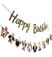 Dog Birthday Garland Funny Happy Birthday Banner Decor Puppy Face Bday Party Bunting Decorations ...
