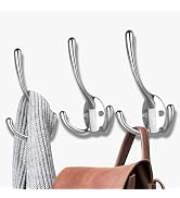 HADWER Wall Mounted Coat Hooks 5 Pack Heavy Duty Black Hardware Robe Hooks Decorative for Single ...
