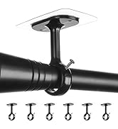 No Drilling Ceiling Curtain Rod Holder, 6-Pack Adhesive Adjustable Curtain Rod Brackets, Heavy Du...