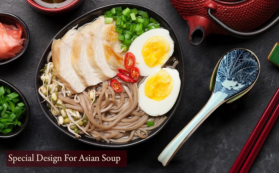 Asian Ceramic Soup Spoon