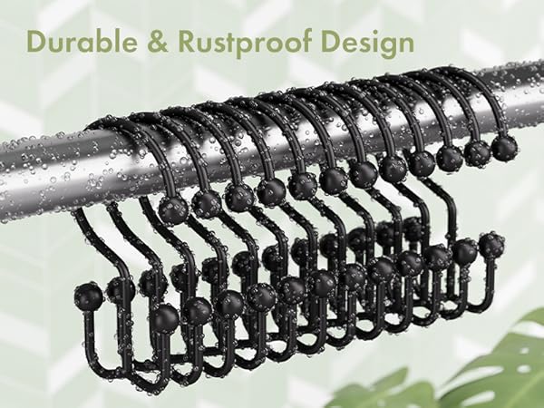 Amazer 12PCS Minimalist Simple Double Shower Curtain Hooks