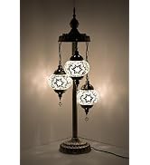 GOGERS Turkish Moroccan Floor Lamp 3 Big Mosaic Glass Globes Vintage Bohemian Tiffany Style Decor...