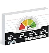 Chell Thick Ruled Index Cards 3x5 Inch Heavyweight, 100 Count, Ruled Front and Blank Back, 74 lb....
