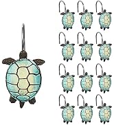 Sunlit Sea Turtle Shower Curtain Hooks, Home Decorative Shower Curtain Rings for Bathroom, Resin,...