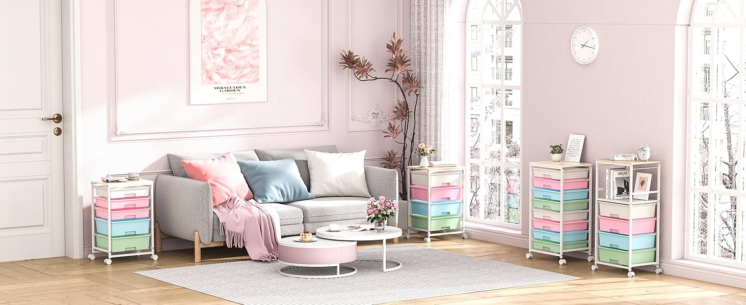 Utility Rolling Cart with Drawers for living room