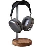 muso wood Walnut Headphone Stand, Universal Headset Stand with Storage Base, Wood Desktop Headpho...