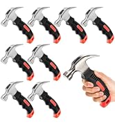 Mezchi 8 Pack 12 oz Small Hammer Tool, Mini Claw Hammer with Soft Rubber, Stubby Hammer, Camping ...