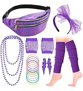 ONUPGO 80s Costume Accessories for Women Girls 80s Neon Outfit Accessories Women Holographic Fann...