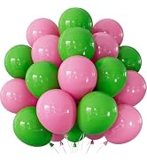 Adeyoo Pink and Green Balloons - Latex Balloons 12 Inch Dark Pink Balloon Green Party Balloon for...