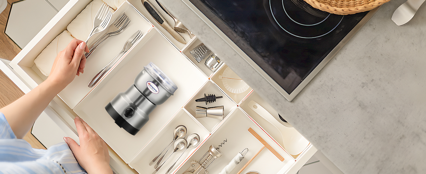 easy to store in a cabinet or drawer