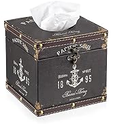 Sumnacon Retro Wood Square Tissue Box Cover - Vintage Cube Tissue Box Holder, Decorative Facial T...
