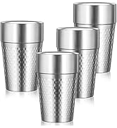 Offiper Stainless Steel Double Wall Cup, 16 oz Insulated Tumbler, 4 Pack Unbreakable Stackable Wa...