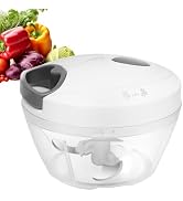 Manual Vegetable Chopper Pull String Food Chopper 400ml - Sharp Blades Garlic Mincer with Contain...