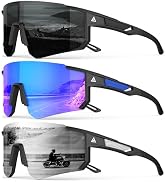 QALLY Polarized Sports Sunglasses for Men, UV400 Protection Mens Sunglasses Wrap Around Sun Glass...