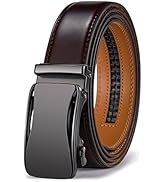 BULLIANT Mens Ratchet Belt, Leather Adjustable Slide Belt For Mens Dress Casual Pant 1 3/8",Size ...