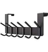 Matte Black Over The Door Hooks – Heavy Duty Stainless Steel Door Hanger with 6 Double Hooks for ...