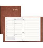 EMSHOI Undated Daily Planner 8.5" X 11", A4 To Do List Notepad, 240 Pages Ring Binder Leather Pla...