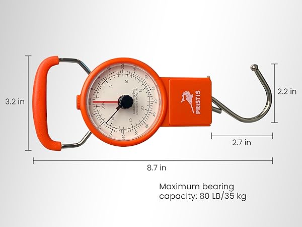 Pristis Fishing Mechanical Scales Length 8.7 inches Wide 3.2 inches Kitchen Luggage Weighting