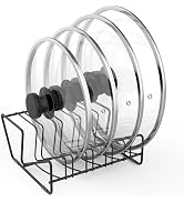 LAEMYFYRE Pot Lid Organizer Rack, 5-slot Holder for Pot and Pan Lids, Space-Saving Kitchen Cabine...