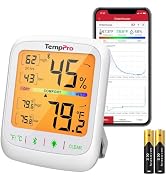 TempPro TempAir Bluetooth Hygrometer Thermometer with Large Backlit LCD | 260 ft Wireless Remote ...