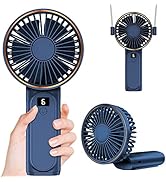 Handheld Fan, Portable 4000mAh USB Rechargeable Personal 180° Foldable Mini Desk Fan with 6 Wind ...