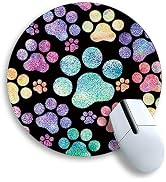 Cat Paw Round Mouse Pad for Desk, Funny Dog Small Mousepad for Laptop Gaming, Stitched Edge Non-S...