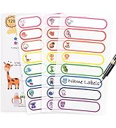 Name Labels for Kids Stuff Daycare, Waterproof Kids Labels for School Supplies, 128 PCS Personali...