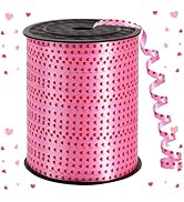 BEISHIDA Valentine Ribbon, Pink with Heart Curling Ribbon, Balloon String 500 Yards for Gift Warp...